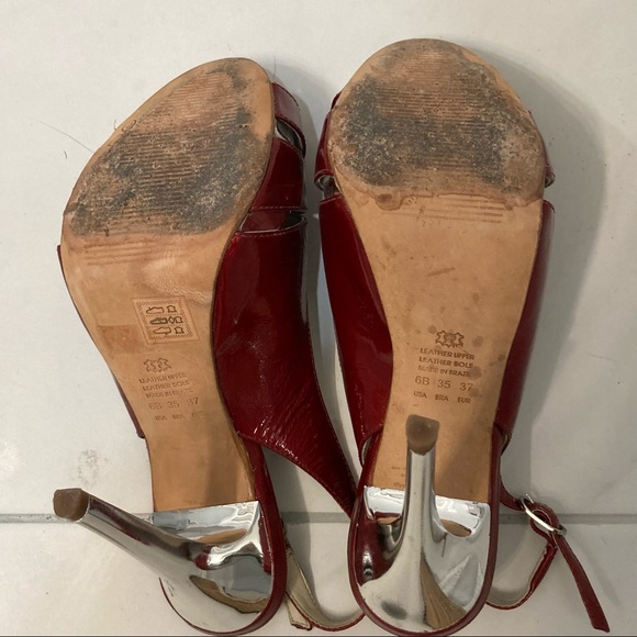 Aldo - Vintage red patent leather peep toe, sling back size 6B US 37EUR - Picture 6 of 6